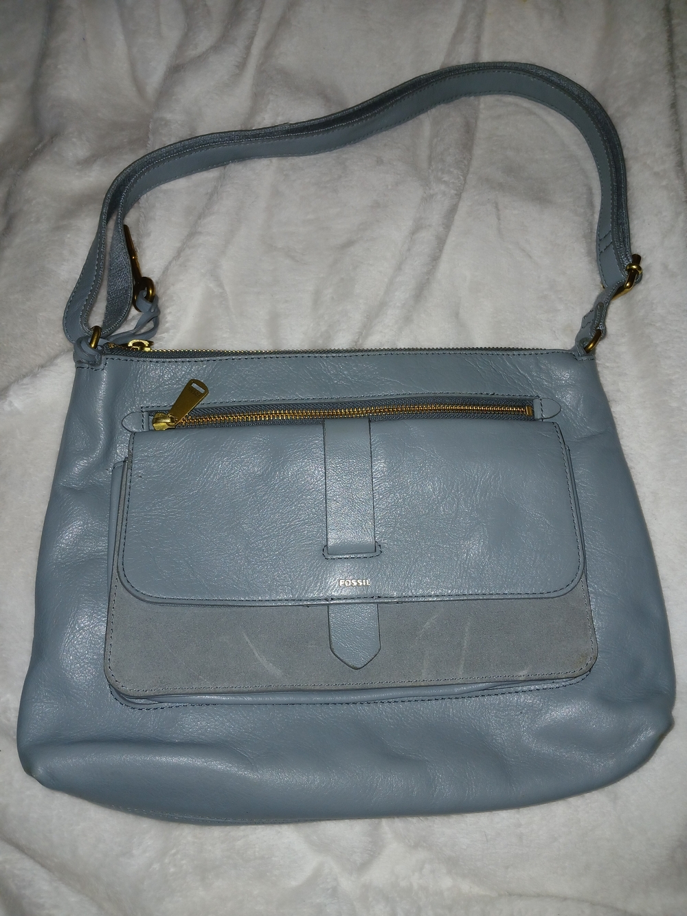 Fossil Women's Light Blue Leather Shoulder Bag